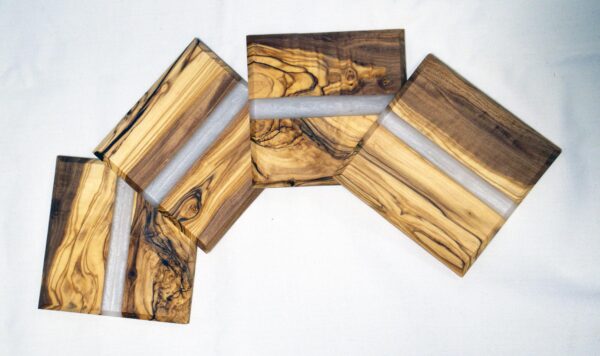 il_fullxfull.6519895250_g5bn.jpg Handmade Olive Wood Coasters: Resin Inlay Drink Coasters, Set of 4