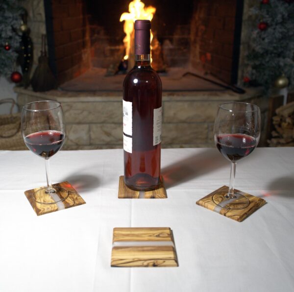 il_fullxfull.6519895252_cilq.jpg Handmade Olive Wood Coasters: Resin Inlay Drink Coasters, Set of 4