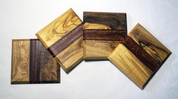 il_fullxfull.6528812412_3drj.jpg Handmade Olive Wood Coasters: Resin Inlay Drink Coasters, Set of 4