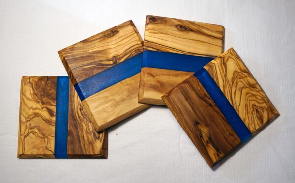 il_fullxfull.6528812416_j4pu.jpg Handmade Olive Wood Coasters: Resin Inlay Drink Coasters, Set of 4