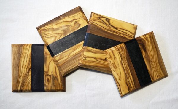 il_fullxfull.6528812418_6qwe.jpg Handmade Olive Wood Coasters: Resin Inlay Drink Coasters, Set of 4