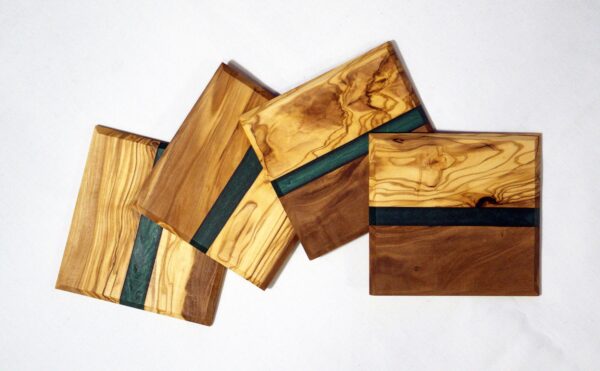 il_fullxfull.6568013007_81b7.jpg Handmade Olive Wood Coasters: Resin Inlay Drink Coasters, Set of 4