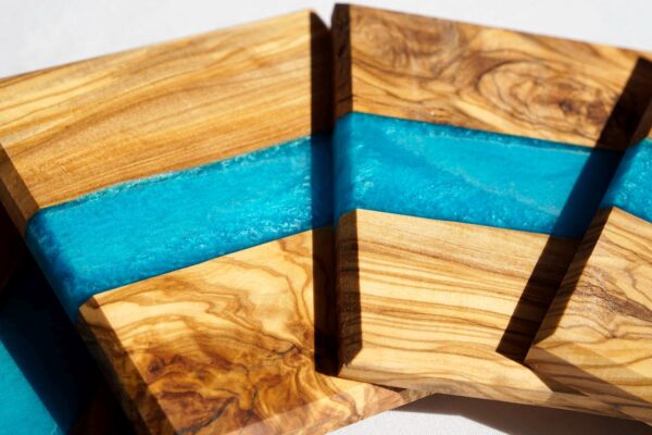 il_fullxfull.6651695450_rdnq.jpg Handmade Olive Wood Coasters: Resin Inlay Drink Coasters, Set of 4