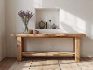 Reclaimed Wood Console Table with Storage Shelf – Rustic Modern Entryway Table – Handmade Furniture