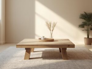 Reclaimed Wood Coffee Table: Rustic Modern Square Table with Angled Legs