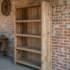 Reclaimed Wood Bookshelf – Rustic Farmhouse Bookcase with Symmetrical Shelves & Closed Back