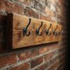 Reclaimed Wood Coat Rack with Black Iron Hooks – Rustic Wall Mounted Hanger