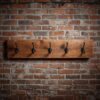 Reclaimed Wood Coat Rack with Black Iron Hooks – Rustic Wall Mounted Hanger