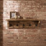 Reclaimed Wood Coat Rack with Shelf – Rustic Wall Mounted Hanger with Hooks