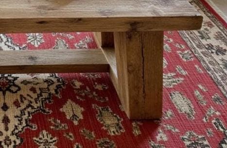 Reclaimed Wood Coffee Table: Rustic Modern Trapezoid Leg Design