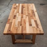 Reclaimed Wood Dining Table – Rustic Farmhouse Butcher Block Style with U-Shaped Legs & Central Beam