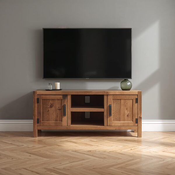 il_fullxfull.7191333717_s6kh.jpg Reclaimed Wood TV Console – Rustic Farmhouse Media Unit with Barn-Style Doors & Center Shelves